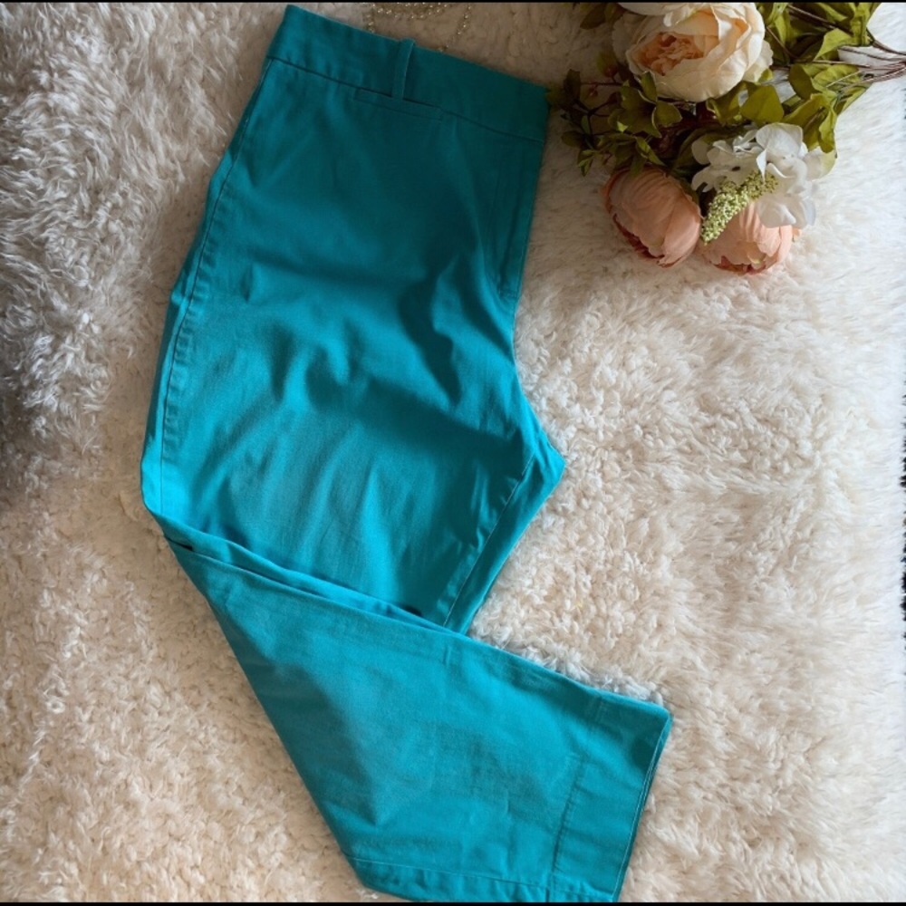 Talbots Turquoise Cotton Stretch Capri's Size 14